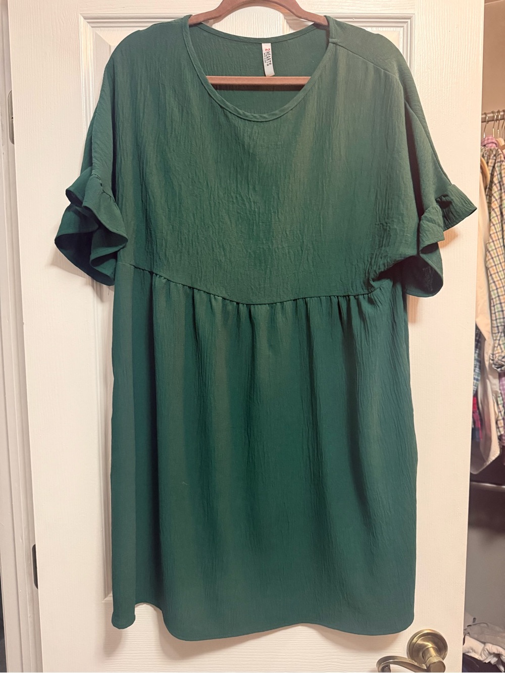 Women’s Emerald Green Short Sleeve Babydoll dress